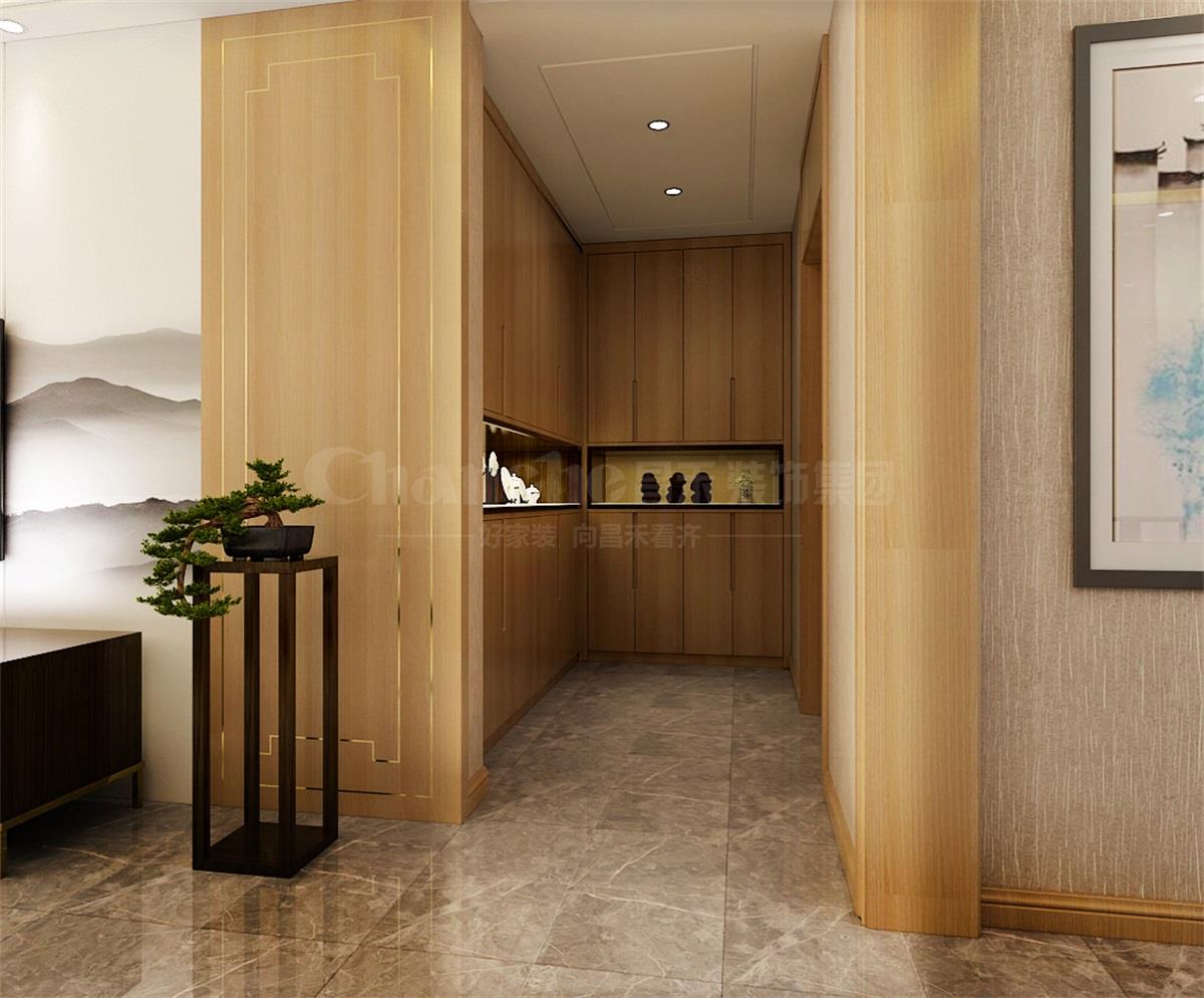 進門處的鞋柜，既滿足了屋主的生活習(xí)慣，又體現(xiàn)出對自然人文古意的喜好之情。